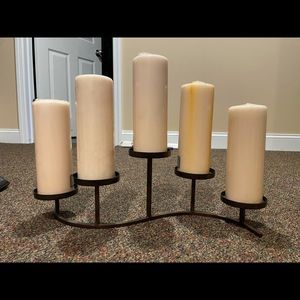 Metal Candelabra with 5 tall candles